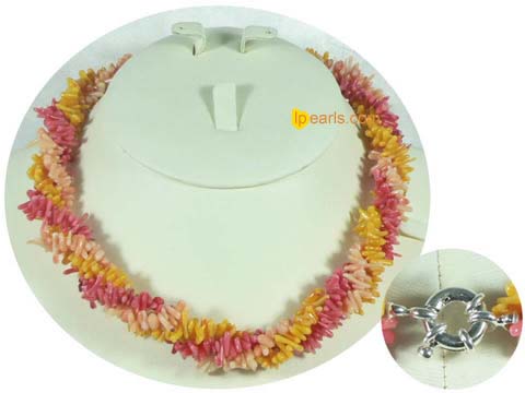 wholesale three strands twisted coral bamboo necklace